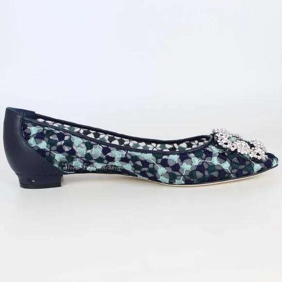 NEW MANOLO BLAHNIK Hangisi Lace Flats, EU 39, Office to Party/ Events - Picture 4 of 16